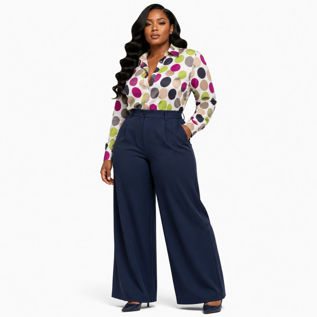 Premium Polka Dot & Navy Blue Fashion Fabric Combo
